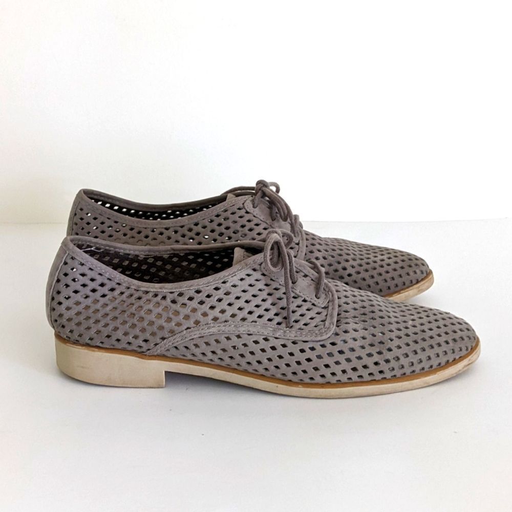 Nine West Taupe Gray Leather Shoes Women's 9
